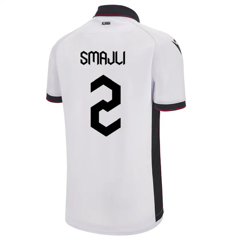 Danxen Hombre Camiseta Albania Geralb Smajli #2 Blanco 2ª Equipación 24-26 La Camisa