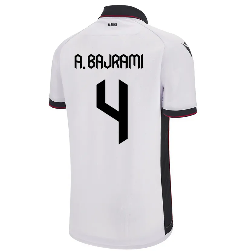 Danxen Hombre Camiseta Albania Adrian Bajrami #4 Blanco 2ª Equipación 24-26 La Camisa