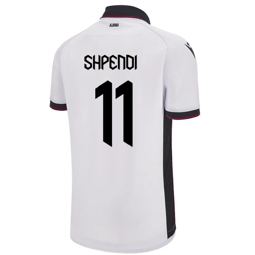 Danxen Hombre Camiseta Albania Stiven Shpendi #11 Blanco 2ª Equipación 24-26 La Camisa