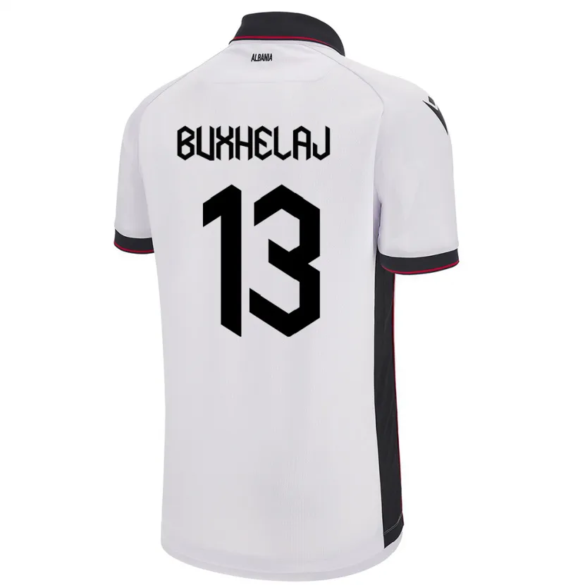 Danxen Hombre Camiseta Albania Paulo Buxhelaj #13 Blanco 2ª Equipación 24-26 La Camisa