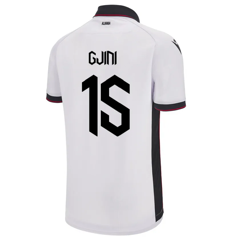 Danxen Hombre Camiseta Albania Elmando Gjini #15 Blanco 2ª Equipación 24-26 La Camisa