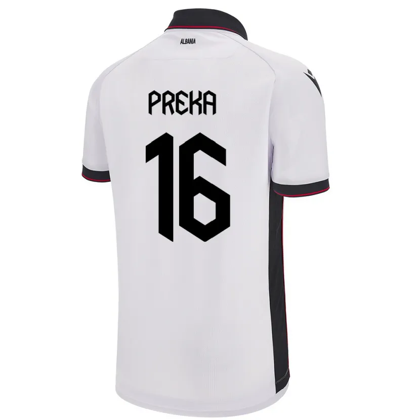Danxen Hombre Camiseta Albania Marcelino Preka #16 Blanco 2ª Equipación 24-26 La Camisa