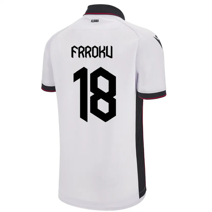 Danxen Hombre Camiseta Albania Leandro Frroku #18 Blanco 2ª Equipación 24-26 La Camisa