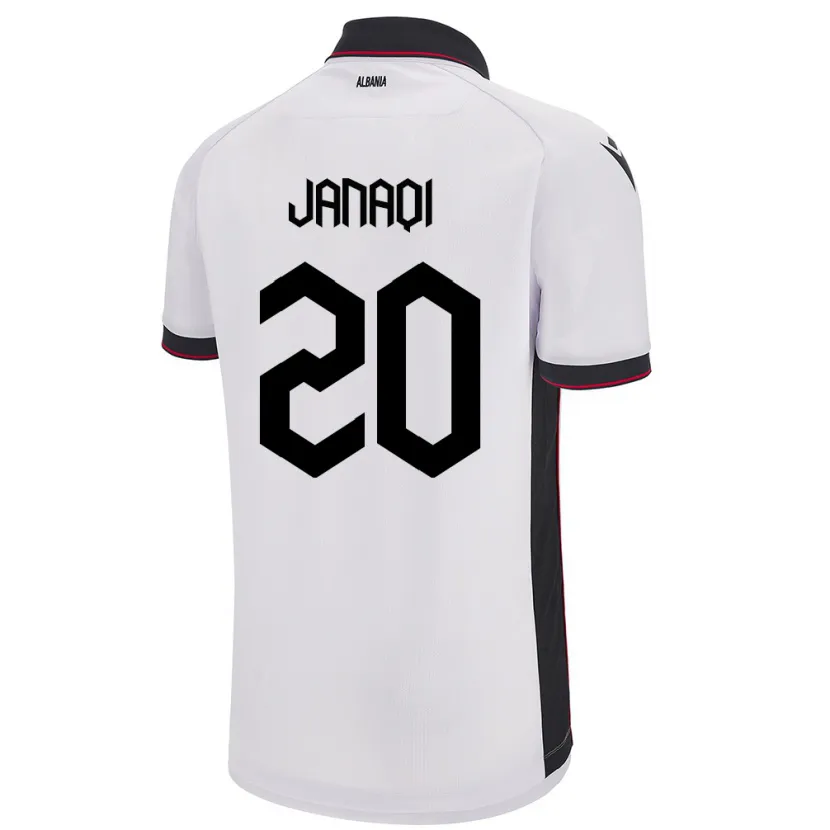 Danxen Hombre Camiseta Albania Dejvid Janaqi #20 Blanco 2ª Equipación 24-26 La Camisa