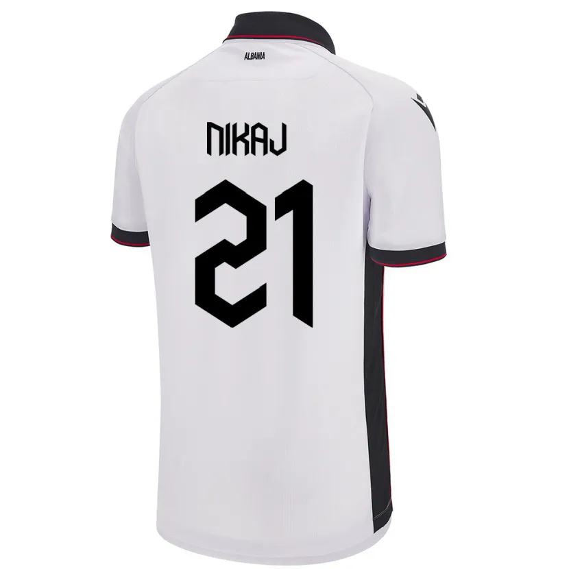 Danxen Hombre Camiseta Albania Ardit Nikaj #21 Blanco 2ª Equipación 24-26 La Camisa