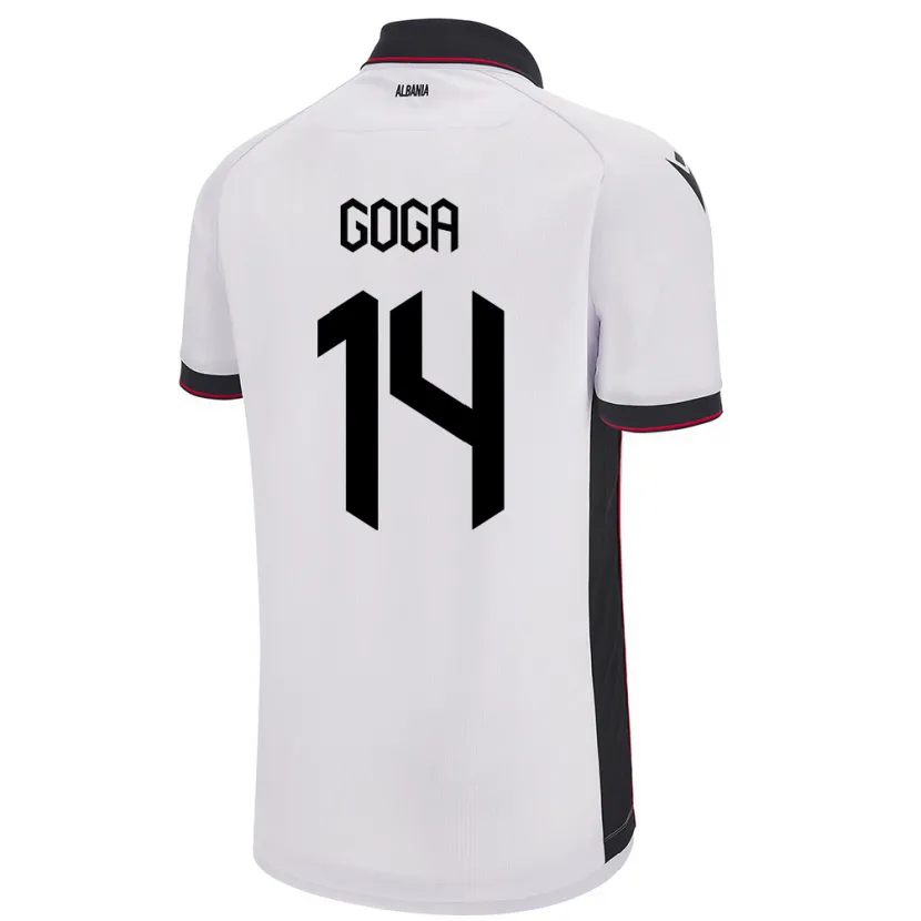 Danxen Hombre Camiseta Albania Ergi Goga #14 Blanco 2ª Equipación 24-26 La Camisa