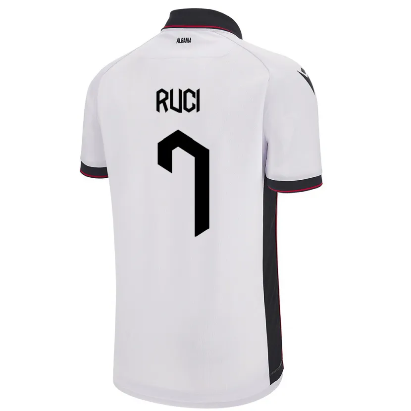 Danxen Hombre Camiseta Albania Flamur Ruci #7 Blanco 2ª Equipación 24-26 La Camisa