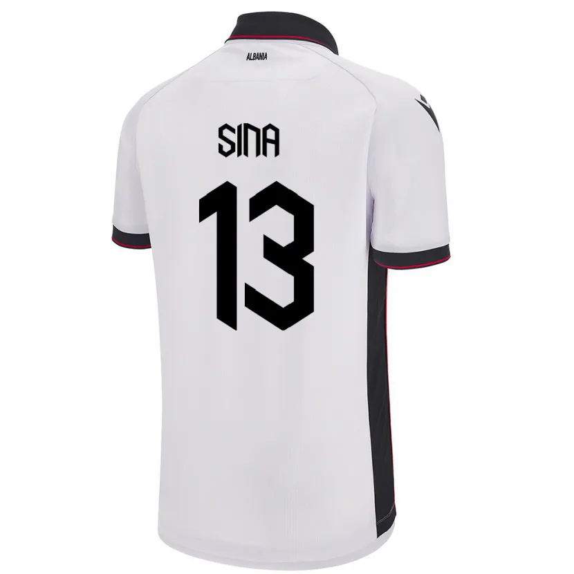Danxen Hombre Camiseta Albania Samuele Sina #13 Blanco 2ª Equipación 24-26 La Camisa