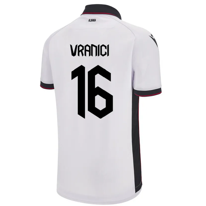 Danxen Hombre Camiseta Albania Dean Vranici #16 Blanco 2ª Equipación 24-26 La Camisa