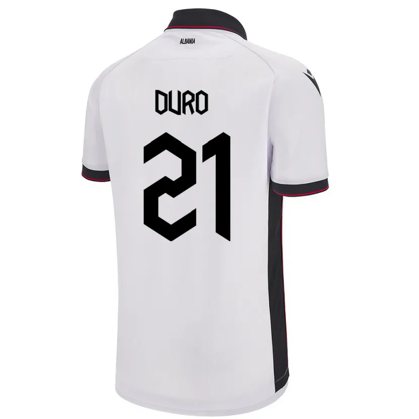 Danxen Hombre Camiseta Albania Dejvi Duro #21 Blanco 2ª Equipación 24-26 La Camisa