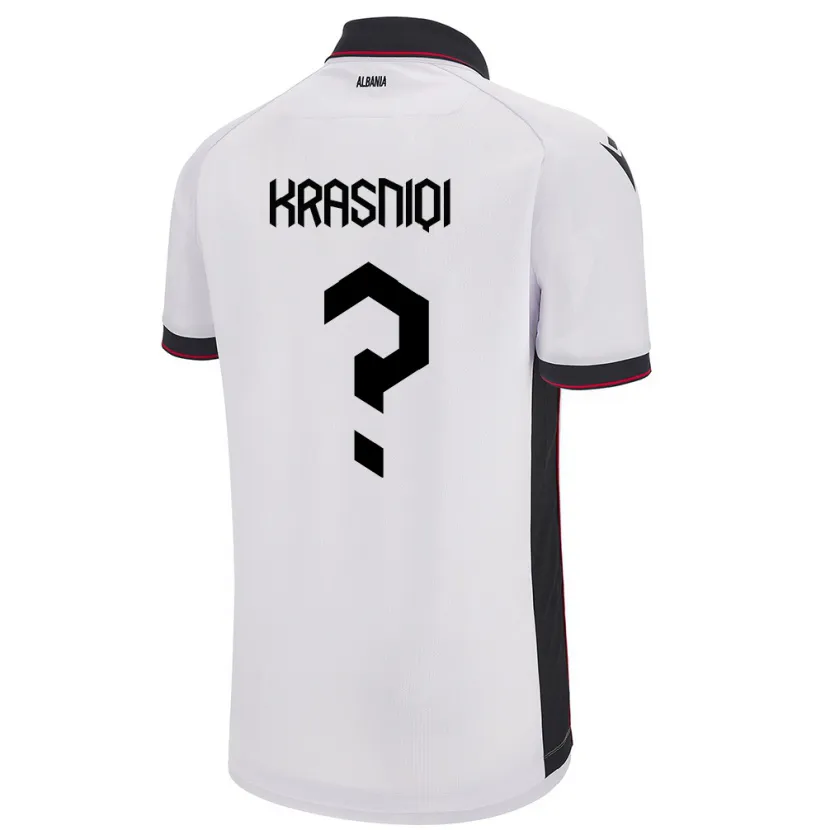 Danxen Hombre Camiseta Albania Erald Krasniqi #0 Blanco 2ª Equipación 24-26 La Camisa