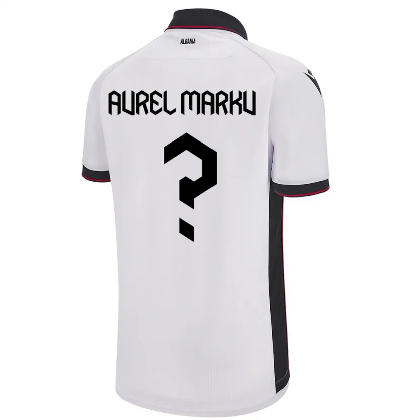 Danxen Hombre Camiseta Albania Aurel Marku #0 Blanco 2ª Equipación 24-26 La Camisa