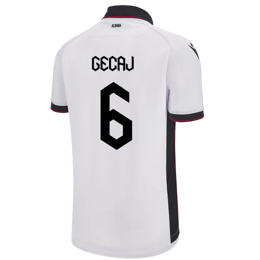 Danxen Hombre Camiseta Albania Kris Gecaj #6 Blanco 2ª Equipación 24-26 La Camisa