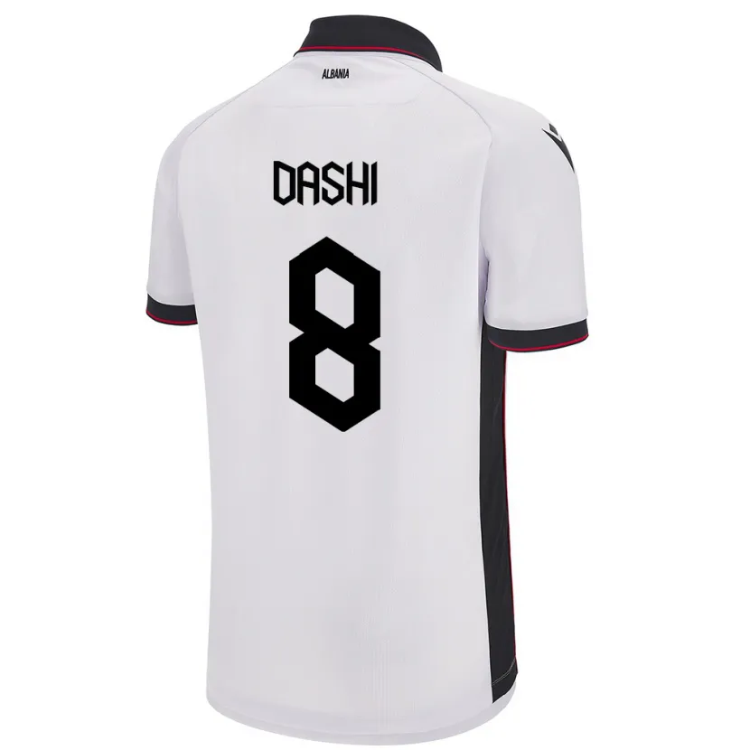 Danxen Hombre Camiseta Albania Matteo Dashi #8 Blanco 2ª Equipación 24-26 La Camisa