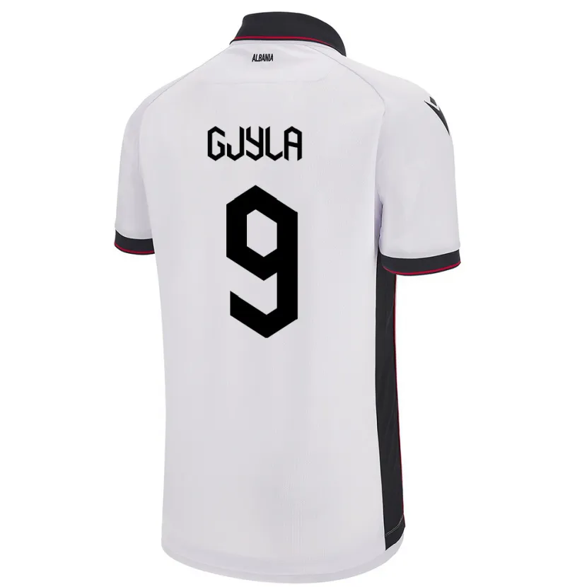 Danxen Hombre Camiseta Albania Brayan Gjyla #9 Blanco 2ª Equipación 24-26 La Camisa
