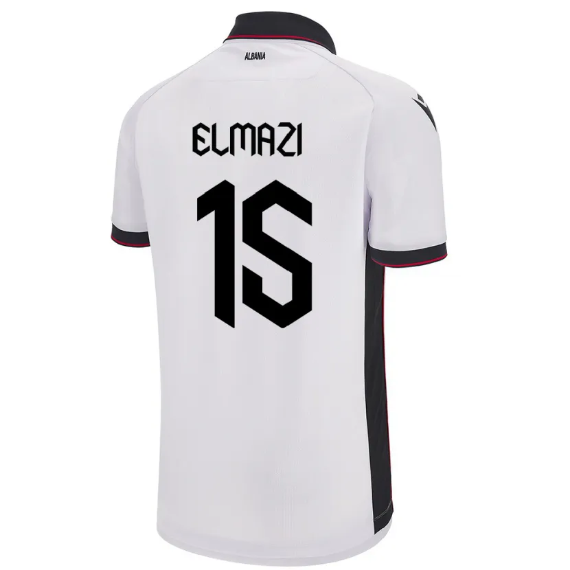 Danxen Hombre Camiseta Albania Enea Elmazi #15 Blanco 2ª Equipación 24-26 La Camisa