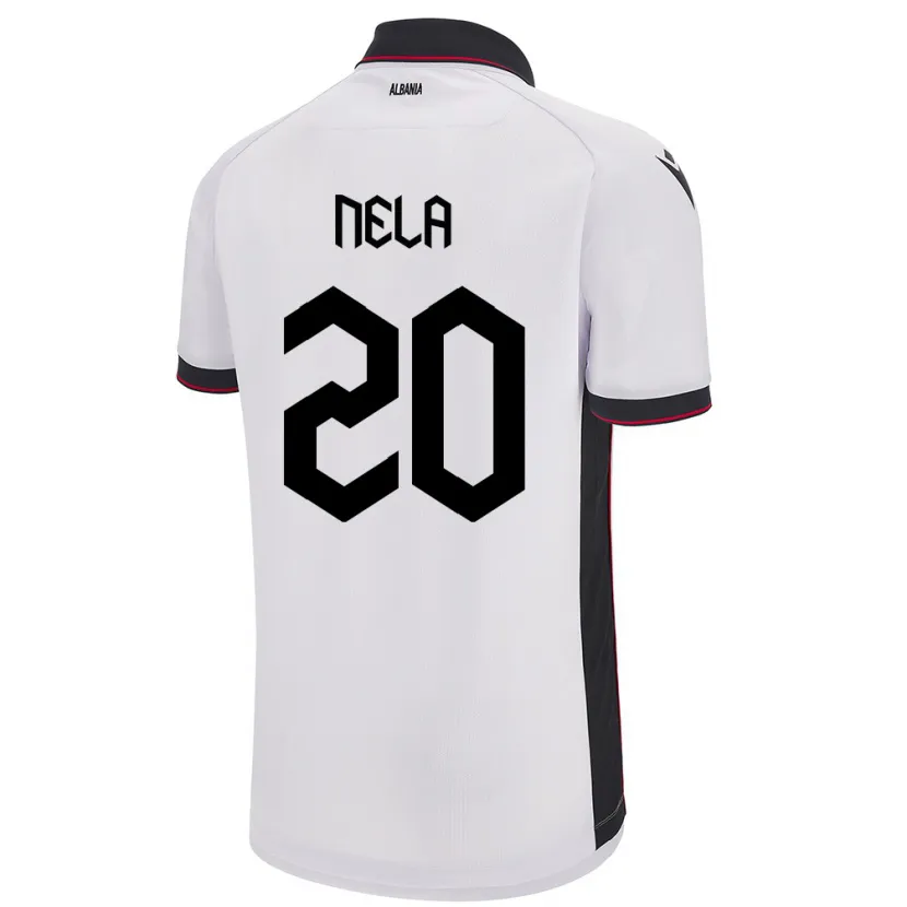 Danxen Hombre Camiseta Albania Rinaldo Nela #20 Blanco 2ª Equipación 24-26 La Camisa