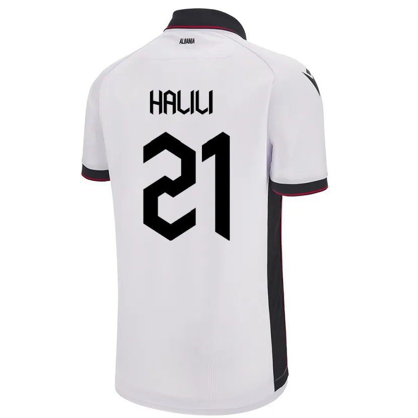 Danxen Hombre Camiseta Albania Renato Halili #21 Blanco 2ª Equipación 24-26 La Camisa
