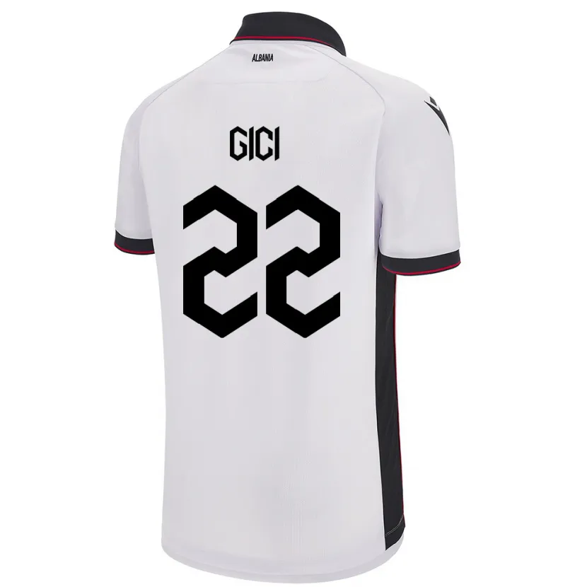 Danxen Hombre Camiseta Albania Matias Gici #22 Blanco 2ª Equipación 24-26 La Camisa