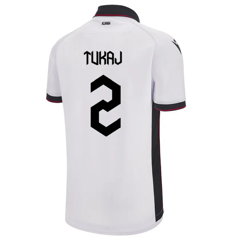 Danxen Hombre Camiseta Albania Armera Tukaj #2 Blanco 2ª Equipación 24-26 La Camisa