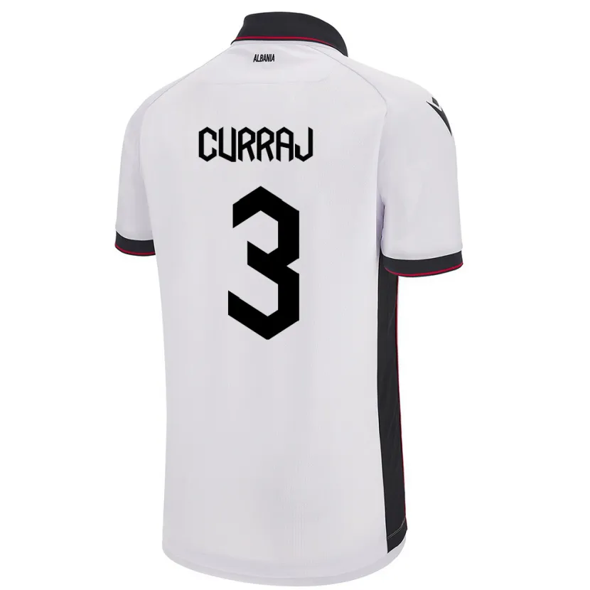 Danxen Hombre Camiseta Albania Arbenita Curraj #3 Blanco 2ª Equipación 24-26 La Camisa