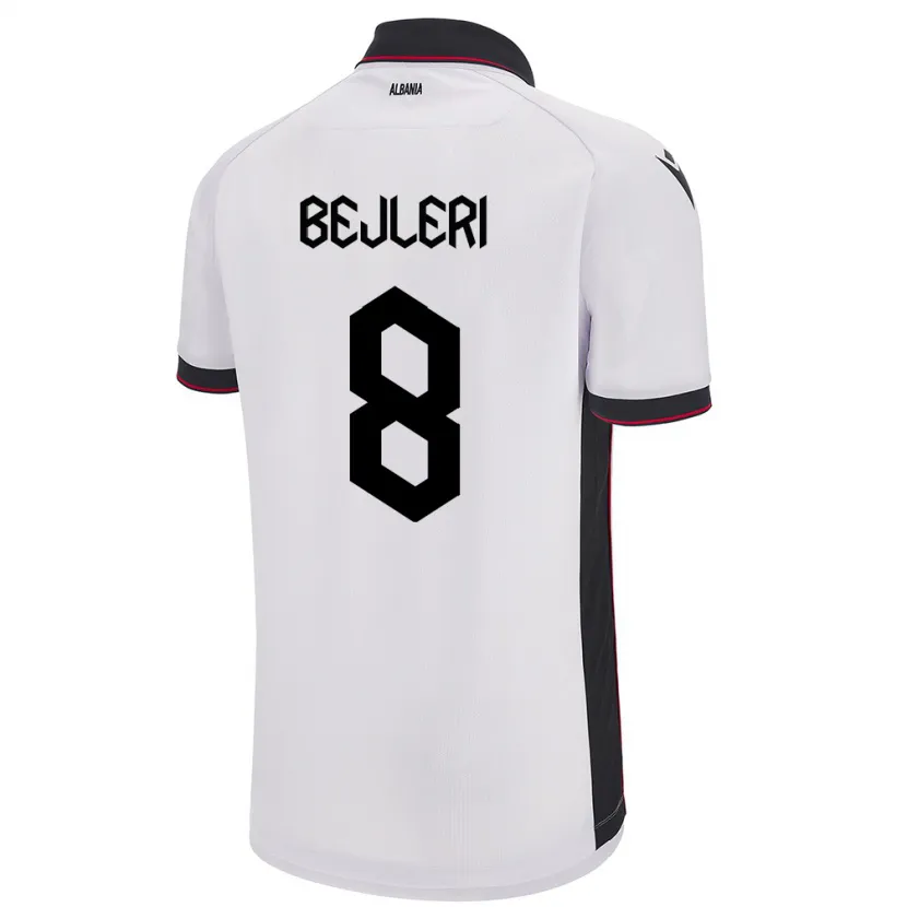 Danxen Hombre Camiseta Albania Markela Bejleri #8 Blanco 2ª Equipación 24-26 La Camisa