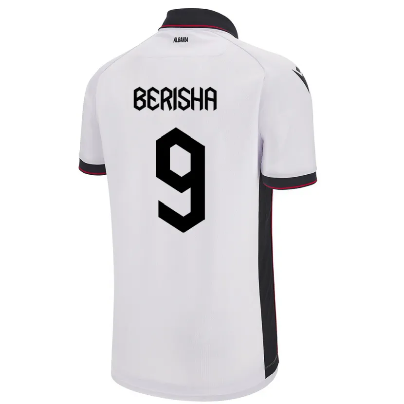 Danxen Hombre Camiseta Albania Fortesa Berisha #9 Blanco 2ª Equipación 24-26 La Camisa