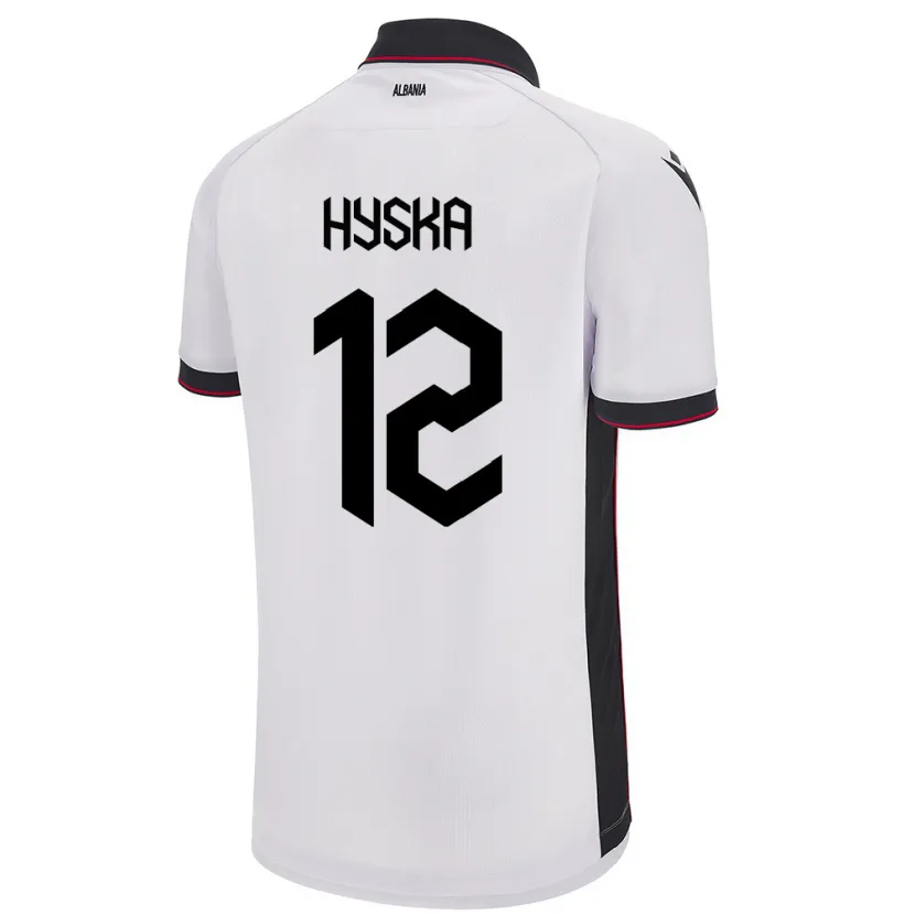 Danxen Hombre Camiseta Albania Antigona Hyska #12 Blanco 2ª Equipación 24-26 La Camisa
