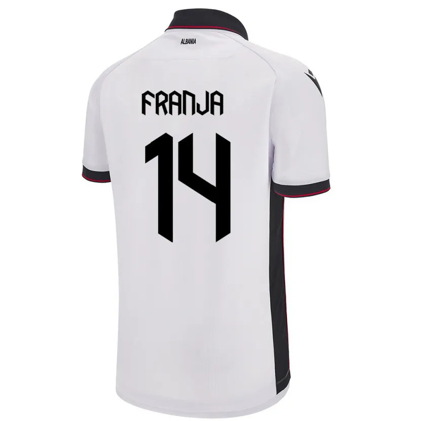 Danxen Hombre Camiseta Albania Ezmiralda Franja #14 Blanco 2ª Equipación 24-26 La Camisa