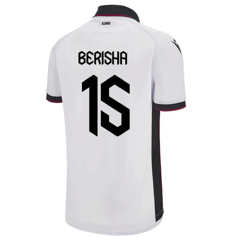Danxen Hombre Camiseta Albania Gresa Berisha #15 Blanco 2ª Equipación 24-26 La Camisa