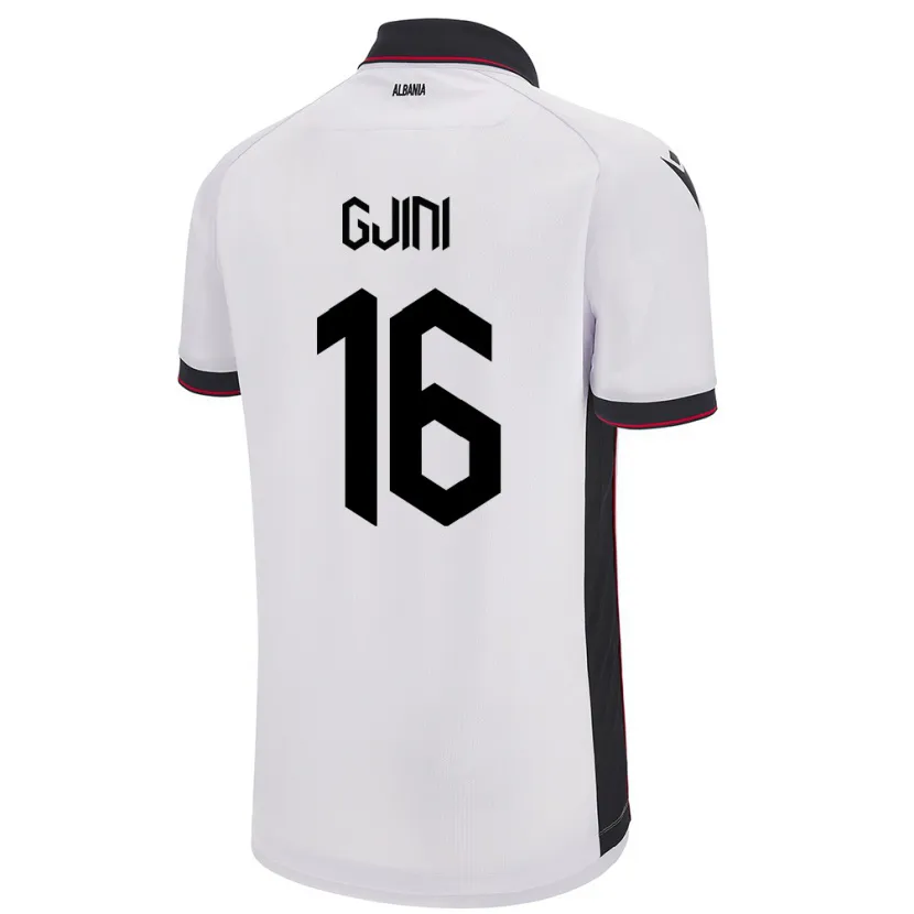 Danxen Hombre Camiseta Albania Luçije Gjini #16 Blanco 2ª Equipación 24-26 La Camisa