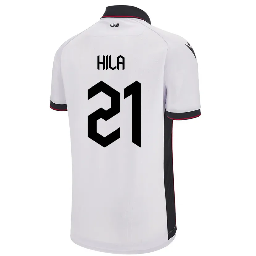 Danxen Hombre Camiseta Albania Alma Hila #21 Blanco 2ª Equipación 24-26 La Camisa