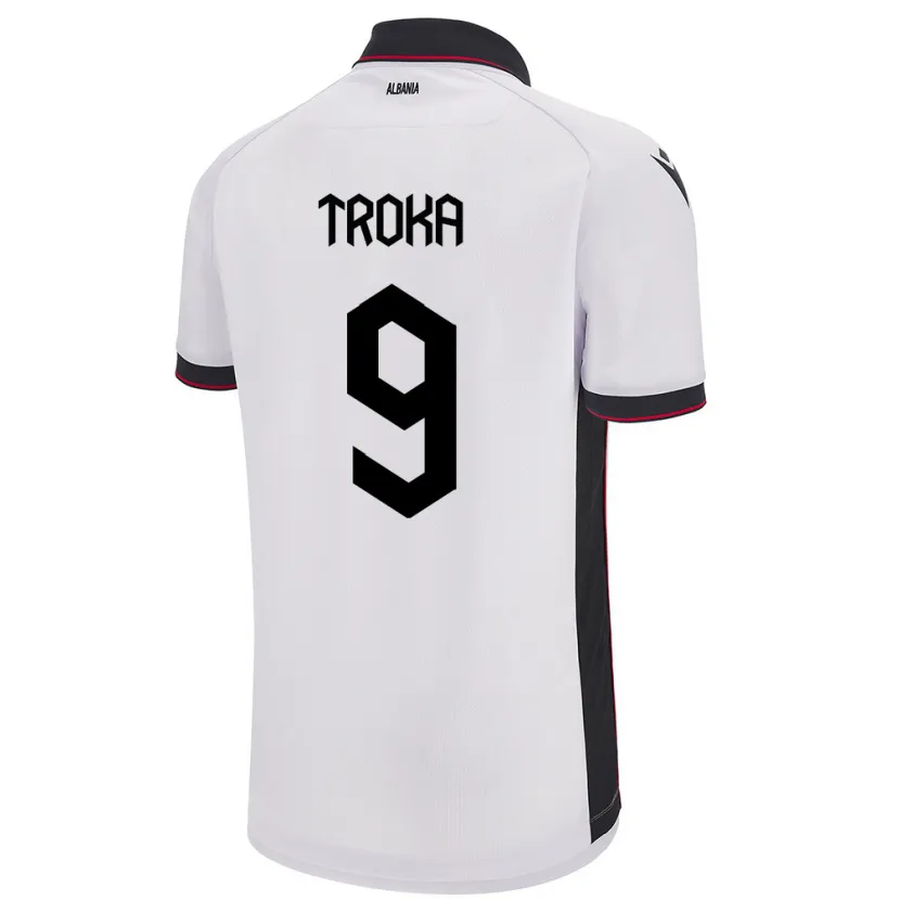 Danxen Hombre Camiseta Albania Valentina Troka #9 Blanco 2ª Equipación 24-26 La Camisa