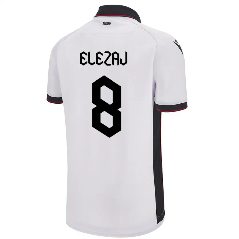 Danxen Hombre Camiseta Albania Endrina Elezaj #8 Blanco 2ª Equipación 24-26 La Camisa