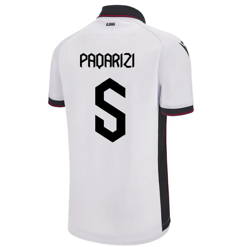 Danxen Hombre Camiseta Albania Vesa Paqarizi #5 Blanco 2ª Equipación 24-26 La Camisa