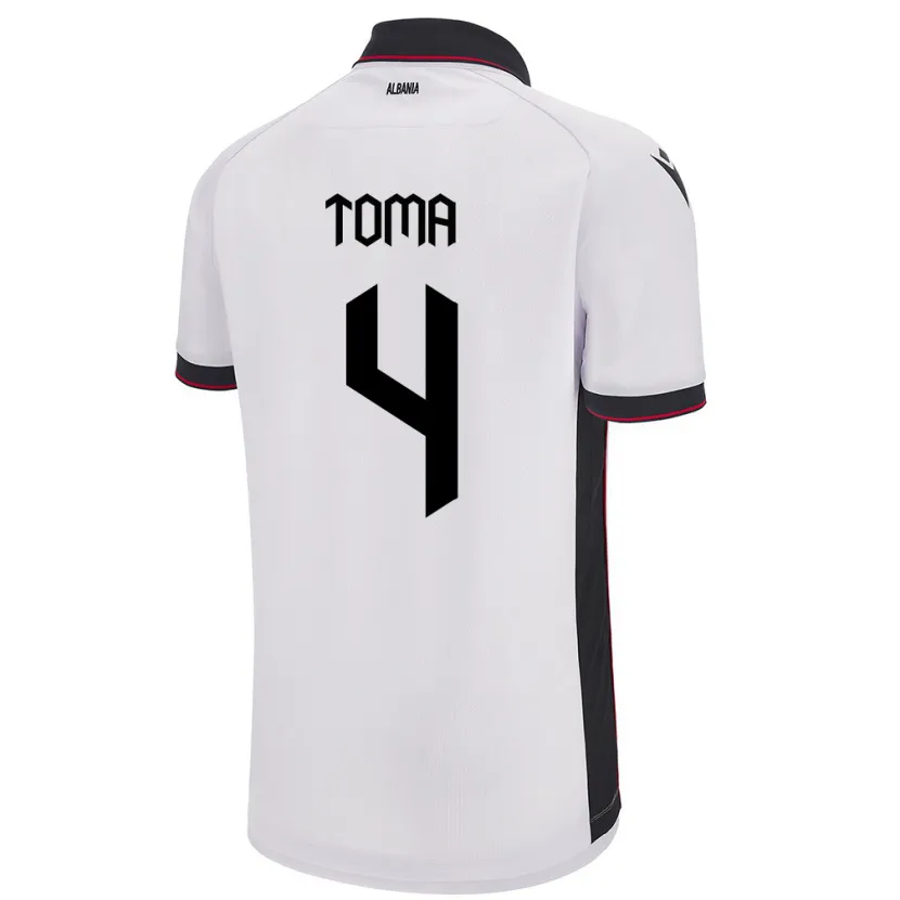 Danxen Hombre Camiseta Albania Stella Toma #4 Blanco 2ª Equipación 24-26 La Camisa