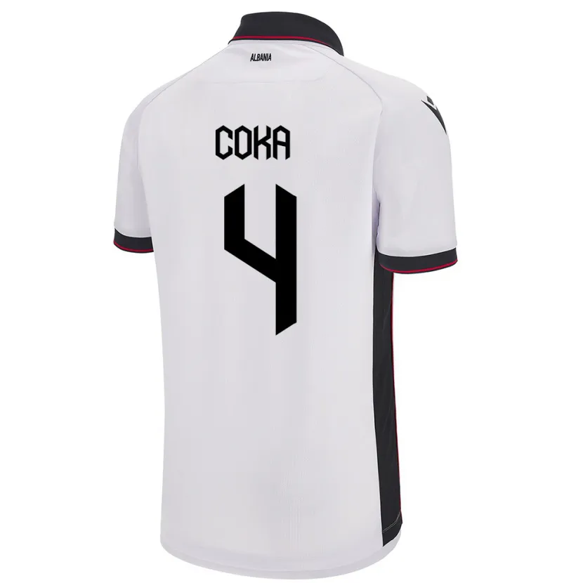 Danxen Hombre Camiseta Albania Jehona Coka #4 Blanco 2ª Equipación 24-26 La Camisa