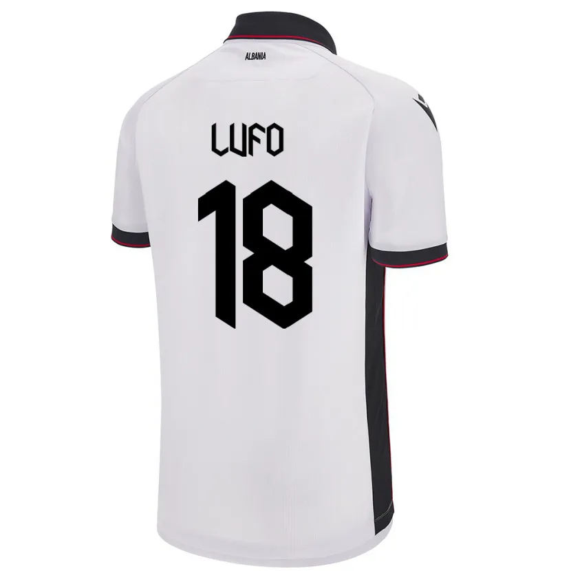 Danxen Hombre Camiseta Albania Esi Lufo #18 Blanco 2ª Equipación 24-26 La Camisa
