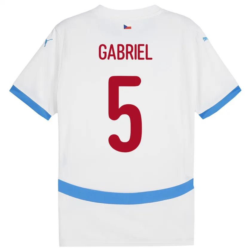 Danxen Hombre Camiseta Chequia Adam Gabriel #5 Blanco 2ª Equipación 24-26 La Camisa