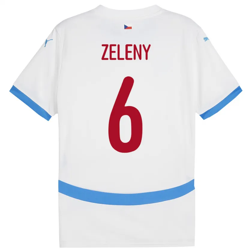 Danxen Hombre Camiseta Chequia Jaroslav Zelený #6 Blanco 2ª Equipación 24-26 La Camisa