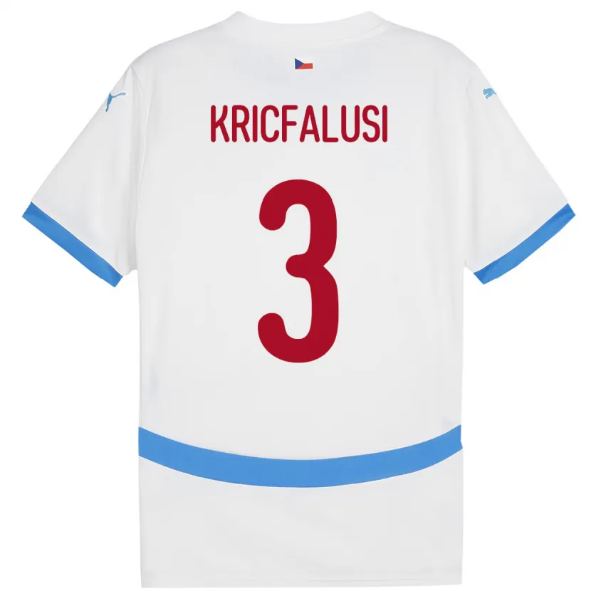 Danxen Hombre Camiseta Chequia Ondrej Kricfalusi #3 Blanco 2ª Equipación 24-26 La Camisa