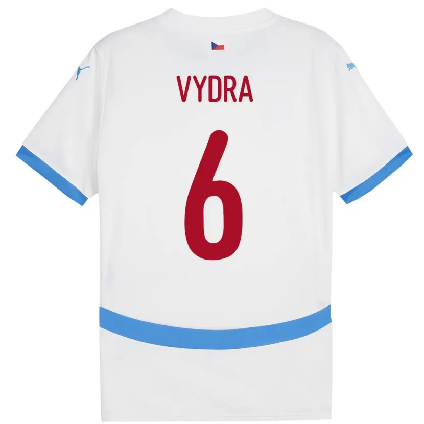 Danxen Hombre Camiseta Chequia Patrik Vydra #6 Blanco 2ª Equipación 24-26 La Camisa