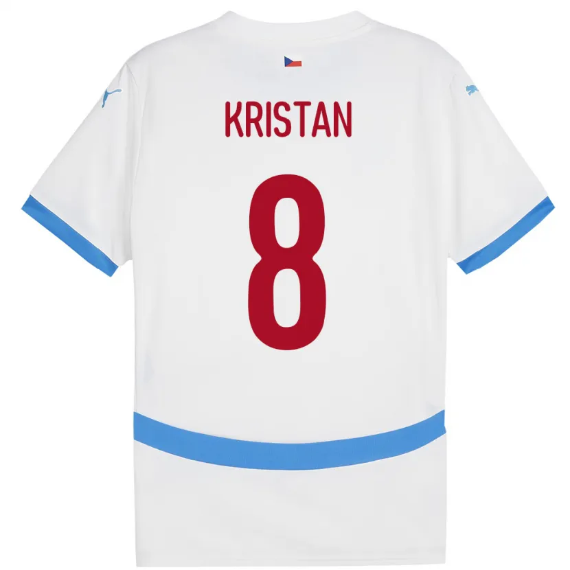 Danxen Hombre Camiseta Chequia Jakub Kristan #8 Blanco 2ª Equipación 24-26 La Camisa