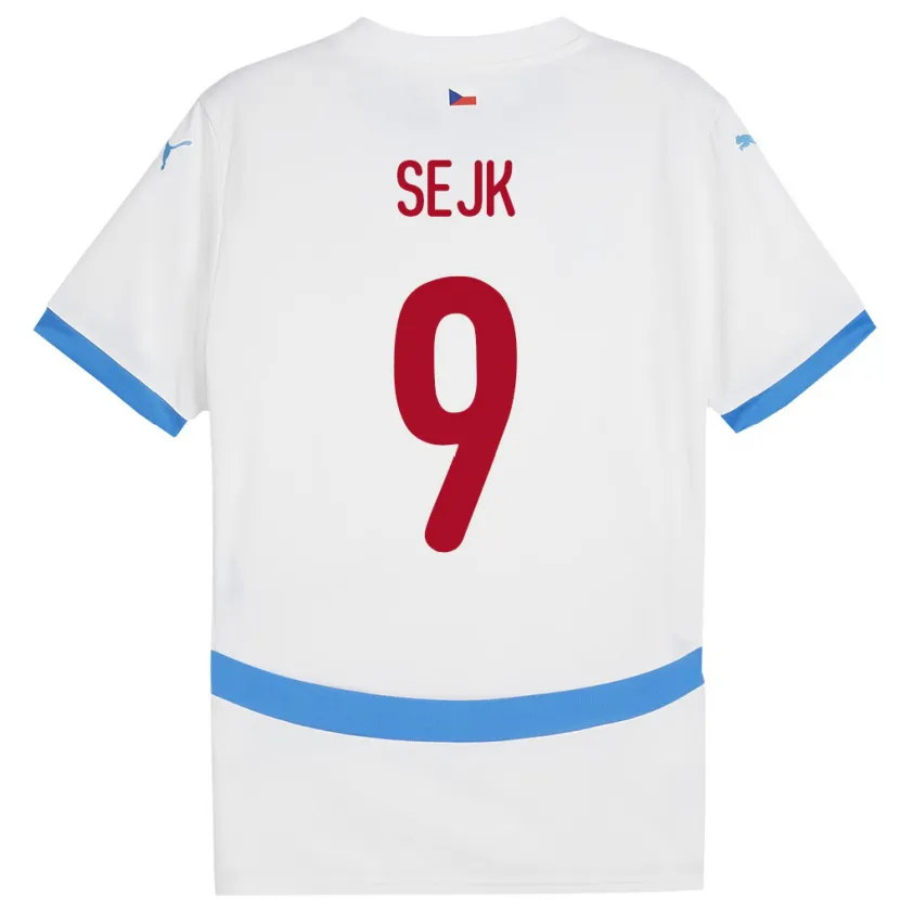 Danxen Hombre Camiseta Chequia Vaclav Sejk #9 Blanco 2ª Equipación 24-26 La Camisa