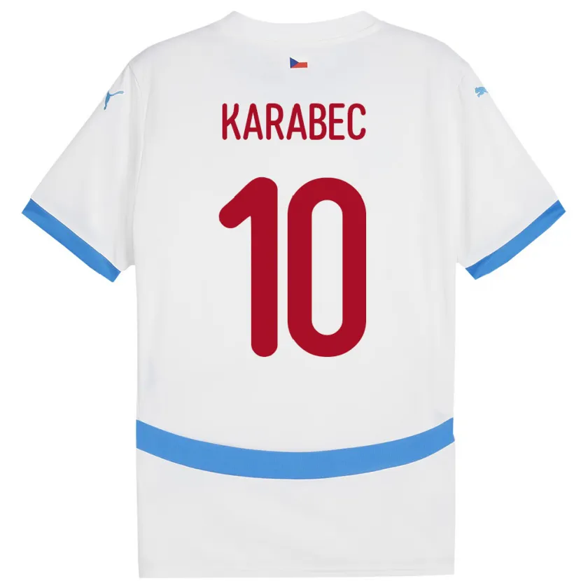 Danxen Hombre Camiseta Chequia Adam Karabec #10 Blanco 2ª Equipación 24-26 La Camisa