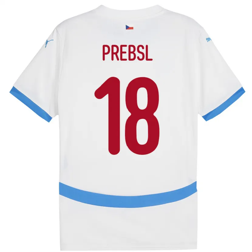 Danxen Hombre Camiseta Chequia Filip Prebsl #18 Blanco 2ª Equipación 24-26 La Camisa
