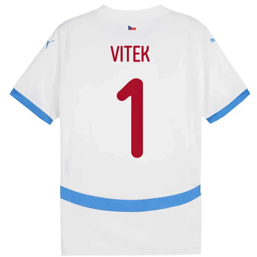 Danxen Hombre Camiseta Chequia Radek Vitek #1 Blanco 2ª Equipación 24-26 La Camisa