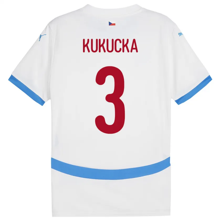 Danxen Hombre Camiseta Chequia Ondrej Kukucka #3 Blanco 2ª Equipación 24-26 La Camisa