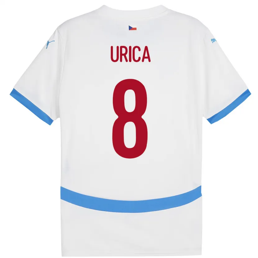 Danxen Hombre Camiseta Chequia Adam Urica #8 Blanco 2ª Equipación 24-26 La Camisa