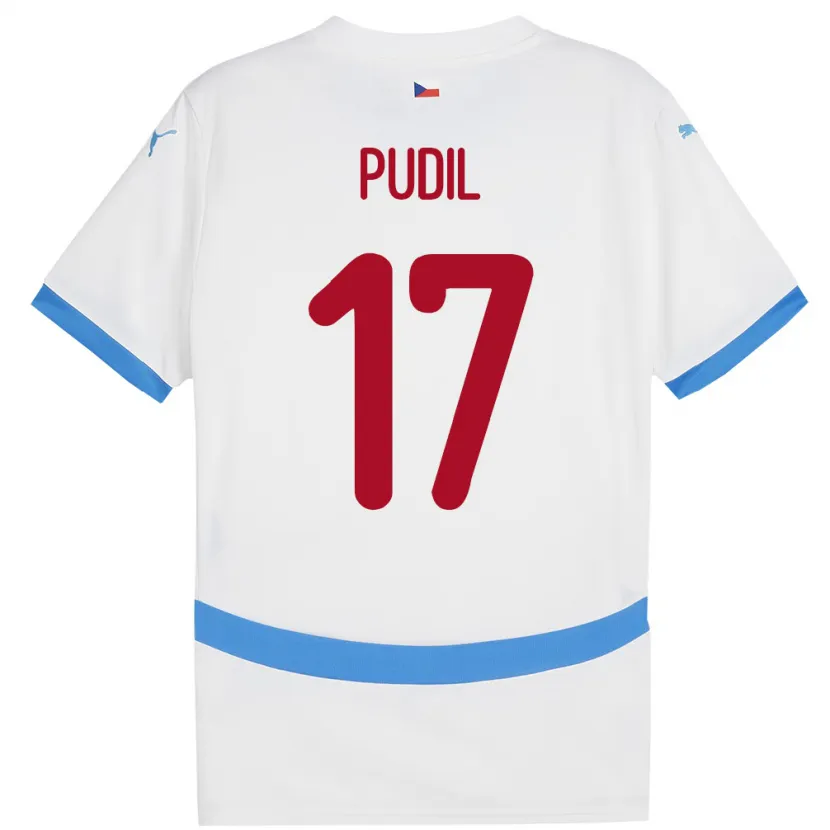 Danxen Hombre Camiseta Chequia Milos Pudil #17 Blanco 2ª Equipación 24-26 La Camisa